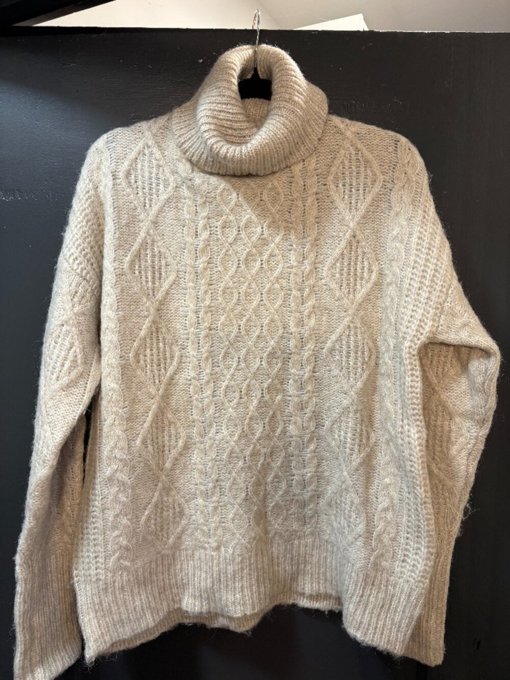 Olivaceous Chunky Turtleneck Cable Knit Sweater